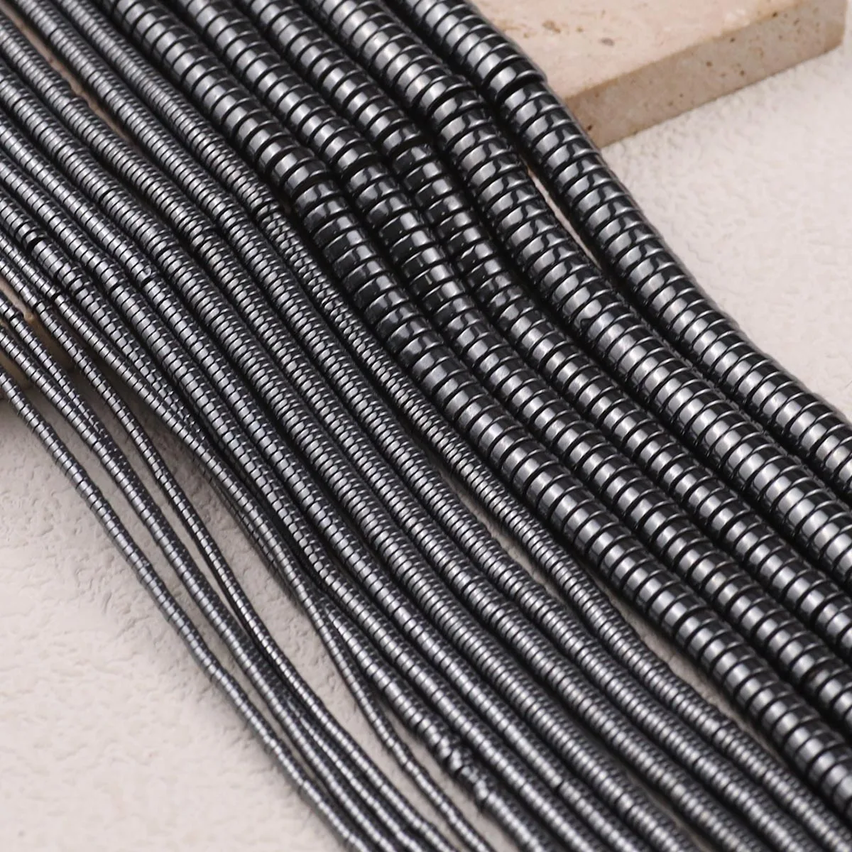 2~8mm Black Flat Round Coin Hematite Natural Stone Spacer Loose Beads For Jewelry Making Bracelets Necklace Diy Accessories 15''