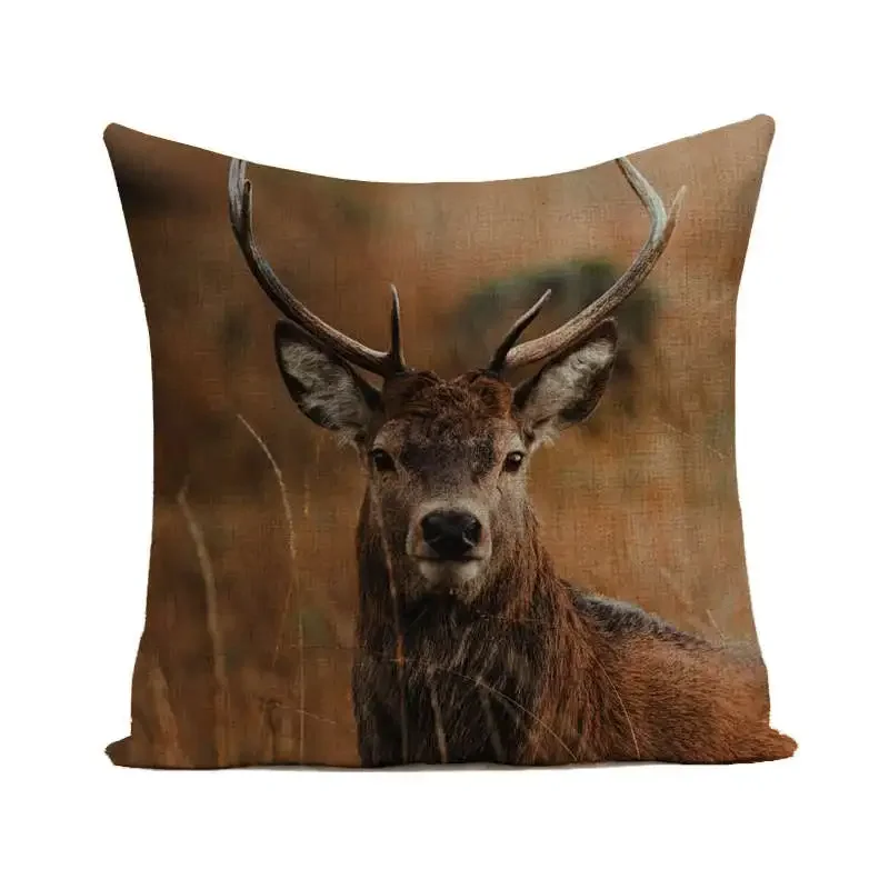 Wildlife Pillowcase Cute Deer Moose Face Cushion Cover Home Living Room Decor  Decoration 45x45cm