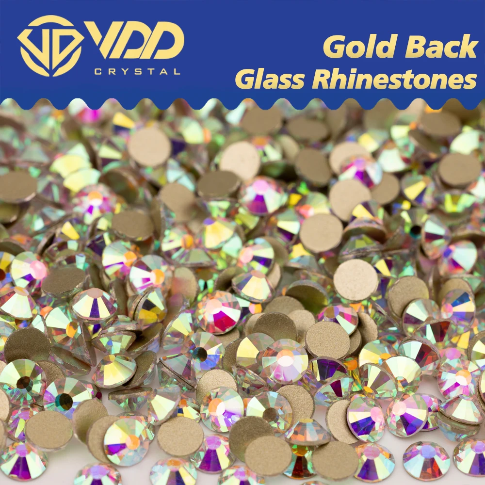 VDD 055 Crystal AB High Quality SS4-SS20 Glass Rhinestones Crystal Gold Flatback Strass Stones For Nail Art Crafts Decorations