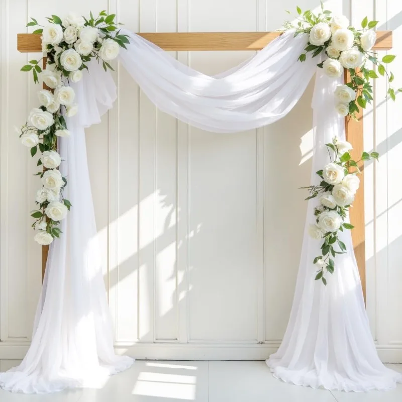 Tulle Fabric, 100% Nylon Soft Swiss Sheer Mesh 300×160CM for Illusion Bridal Veil Wedding Dress DIY Sewing Wedding Backdrop