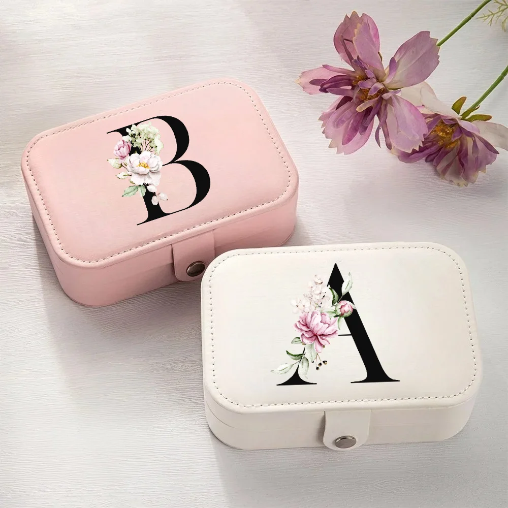 Large Portable Floral Print Jewelry Box A-Z Alphabet Storage & Display for Weddings Gifts Holidays