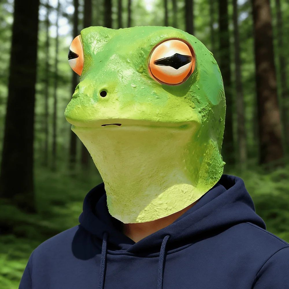 Realistic 3D Frog Mask Latex Full Head Animal Mask Halloween Cosplay Costume Party Props for Adults