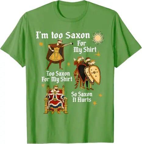 Zu sächsisch für mein Hemd – Lustiges T-Shirt mit mittelalterlichem Humor, Y2k, angelsächsisches Vintage-Grafik-T-Shirt, weiche Baumwolle, kurzärmelig. – Detail 8