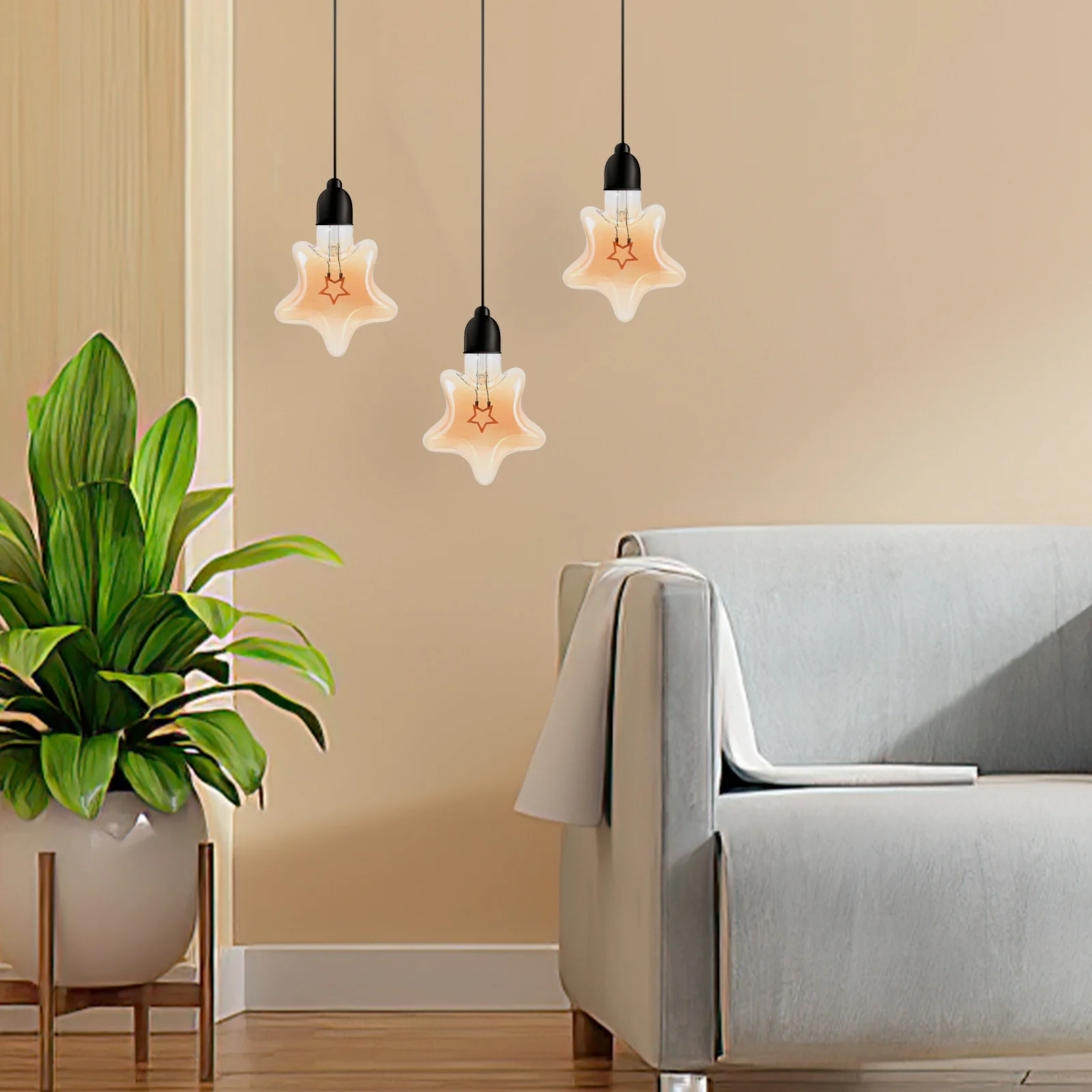 الإبداعية على شكل نجمة ضوء لمبة خمر نمط العنبر LED لجو احتفالي المنزل الأعمال فندق الديكور لمبة على شكل نجمة #1