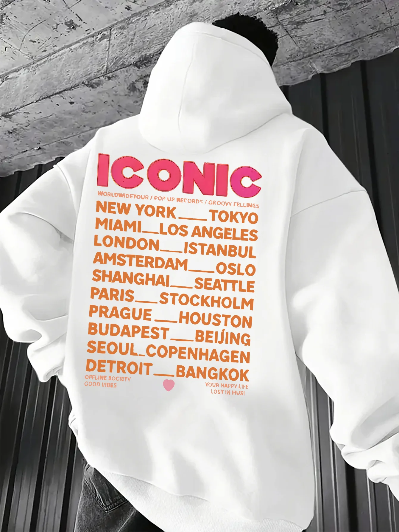 Global City Print Exploration Men's Sport Hip-Hop Simple Fashion Fall/Winter Hoodie - Retro American Street Casual Trendy Hoodie