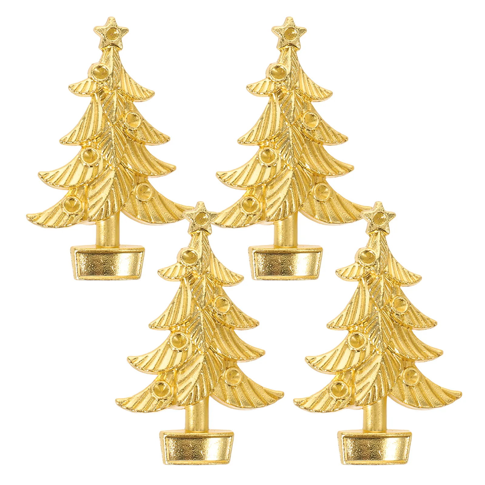 4Pcs Christmas Tree Cabinet Knobs Zinc Alloy Festive Holiday Drawer Pulls for Dresser Kitchen Tea Tray Fruit Plate Decorative
