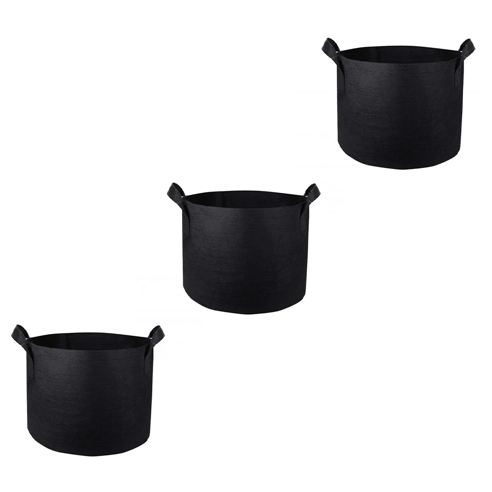 

3 pcs Black Planting Bags 10 Inch Round Non-Woven Grow Pouch For Indoor Outdoor Use Vegetable Succulent Flower Storage Drainage