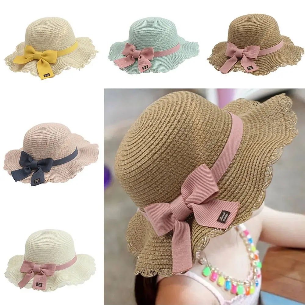 Spring Summer Sunshade Hat Kids Boys Girls Fisherman Hat Wide Brim Buckets Hat Sunscreen Cap Outdoor Beach Bowknot Panama