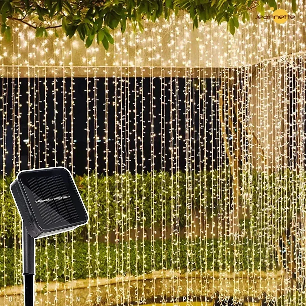 Solar LED Curtain String Light Garland Christmas Lights Wedding Fairy Light Party Yard Garden Home Decoration illuminazione natalizia