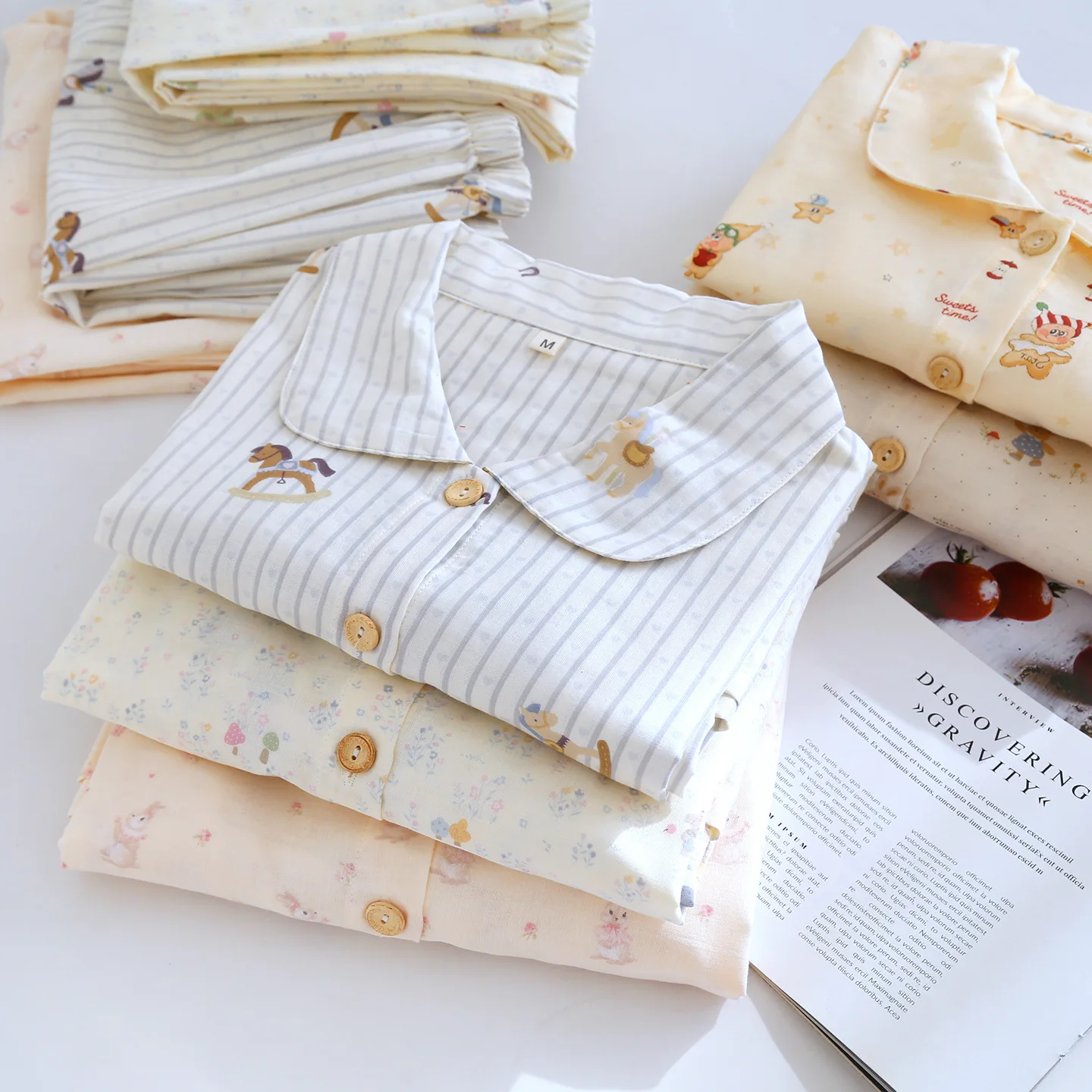 

Женский пижамный комплект на весну, длинные брюки с длинными рукавами, хлопковый комплект из 2 предметов с мультяшным животным принтом, домашняя одежда, свободный пижамный костюм