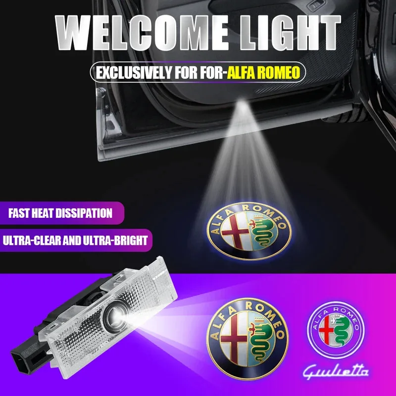 

HD светодиод 2 шт. Ghost Shadow, дверь автомобиля, приветственный свет, аксессуары для Alfa Romeo Stelvio 2017 Tonale 2017, автомобильный Стайлинг