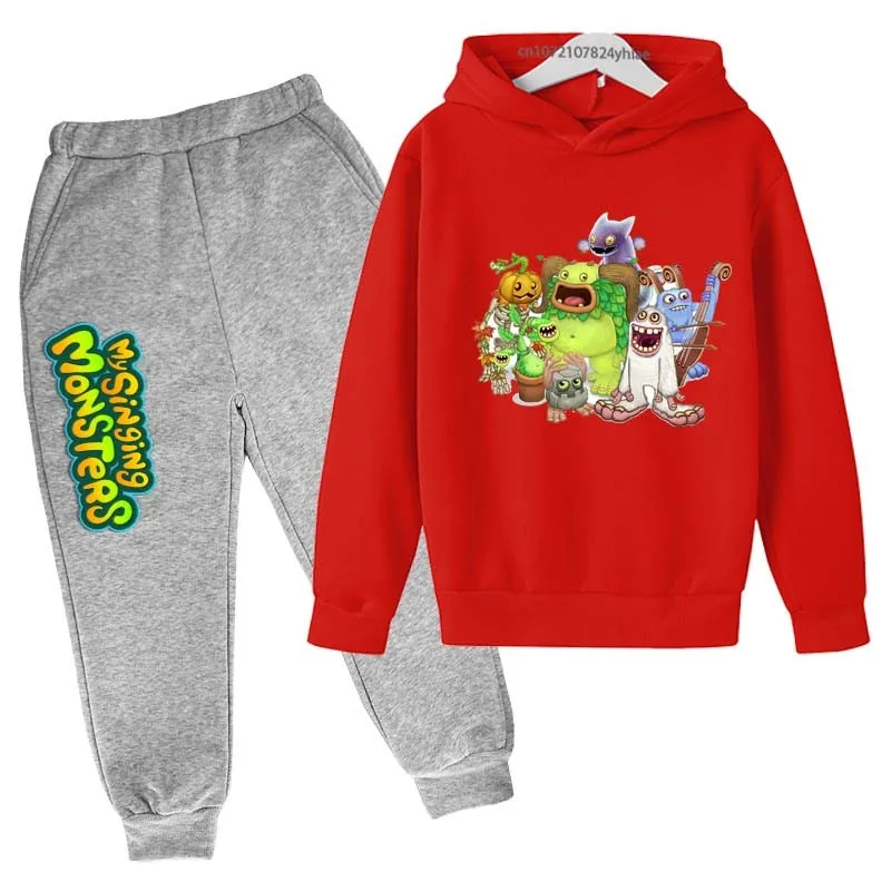 My Singing Monsters Kids Spring Autumn Cute 2pcs Casual Hoodie+Pants Tracksuits 3-14 Years Boys Girls Outfits Children Clothes