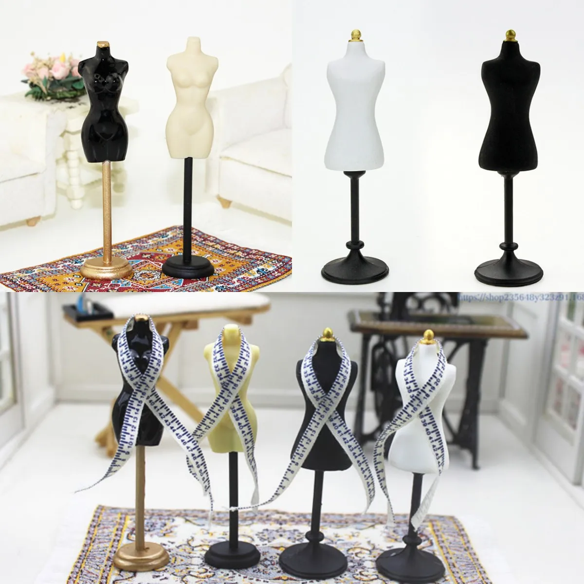 Dollhouse Mini Model Props Miniature Itmes Model Ruler Clothes Hanger Doll House Accessories Clothing Sewing Machine Head Toys