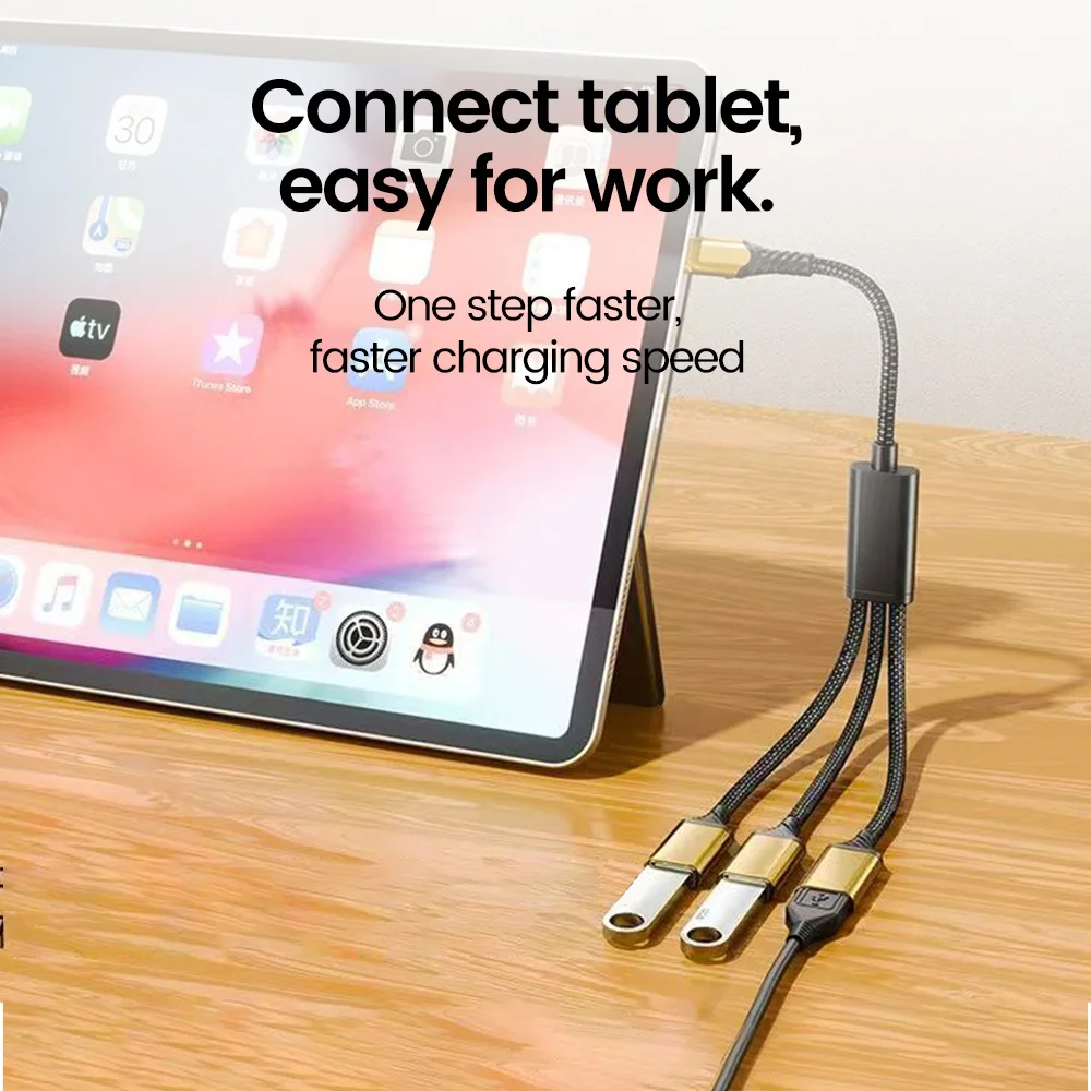 Elough 3 in 1 USB Type C 3.0 to 3 USB C Fast Charging Data Transfer HUB Splitter OTG Converter Laptop Multifunctional Adapter