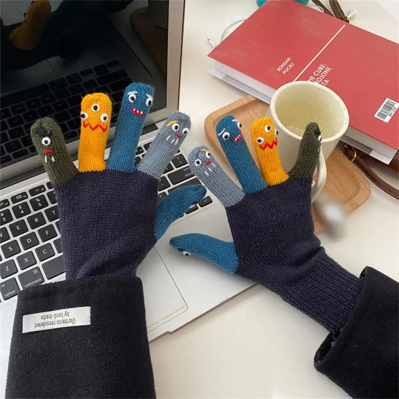 Niedliche, halbfingerige, fingerlose Wollhandschuhe mit Flip-Top, neue Passform, bequeme Winteraccessoires, Wollhandschuhe, lustige Strickhandschuhe