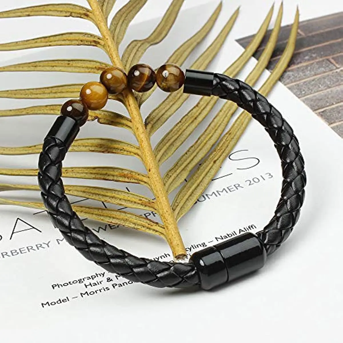 Kirykle-سوار جلدي مضفر مع خرز للرجال ، سوار حبل مع مطرز ، قلق لتخفيف التوتر ، هدية للأولاد #5