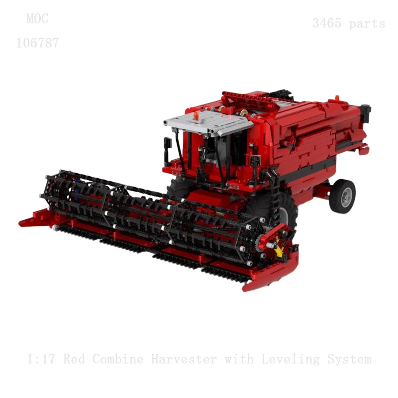 3465Pcs 1:17 Red Combine Harvester with Leveling System MOC-106787 Building Blocks Children birthday toys Christmas gifts