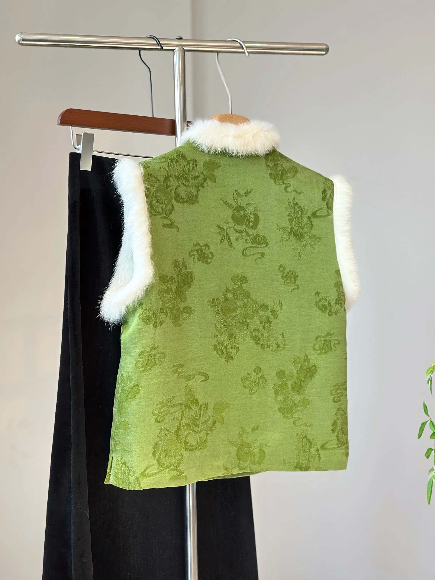 Verdickte chinesische Sle-Weste, Kaninchenfell-Kragen, Satin, Svel Jaet Commute Sle, innere Baumwolle, warm, starke Erwärmung