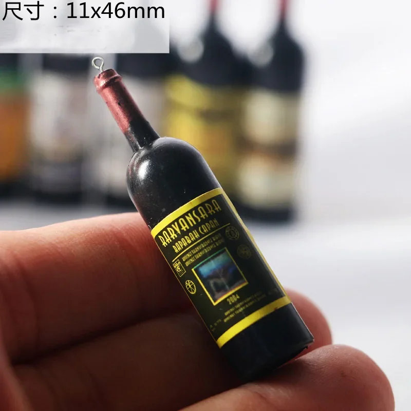 10 pçs simulação resina garrafa de vinho resina encantos para brinco chaveiro colar jewlery maiking pingentes diy acessórios descobertas