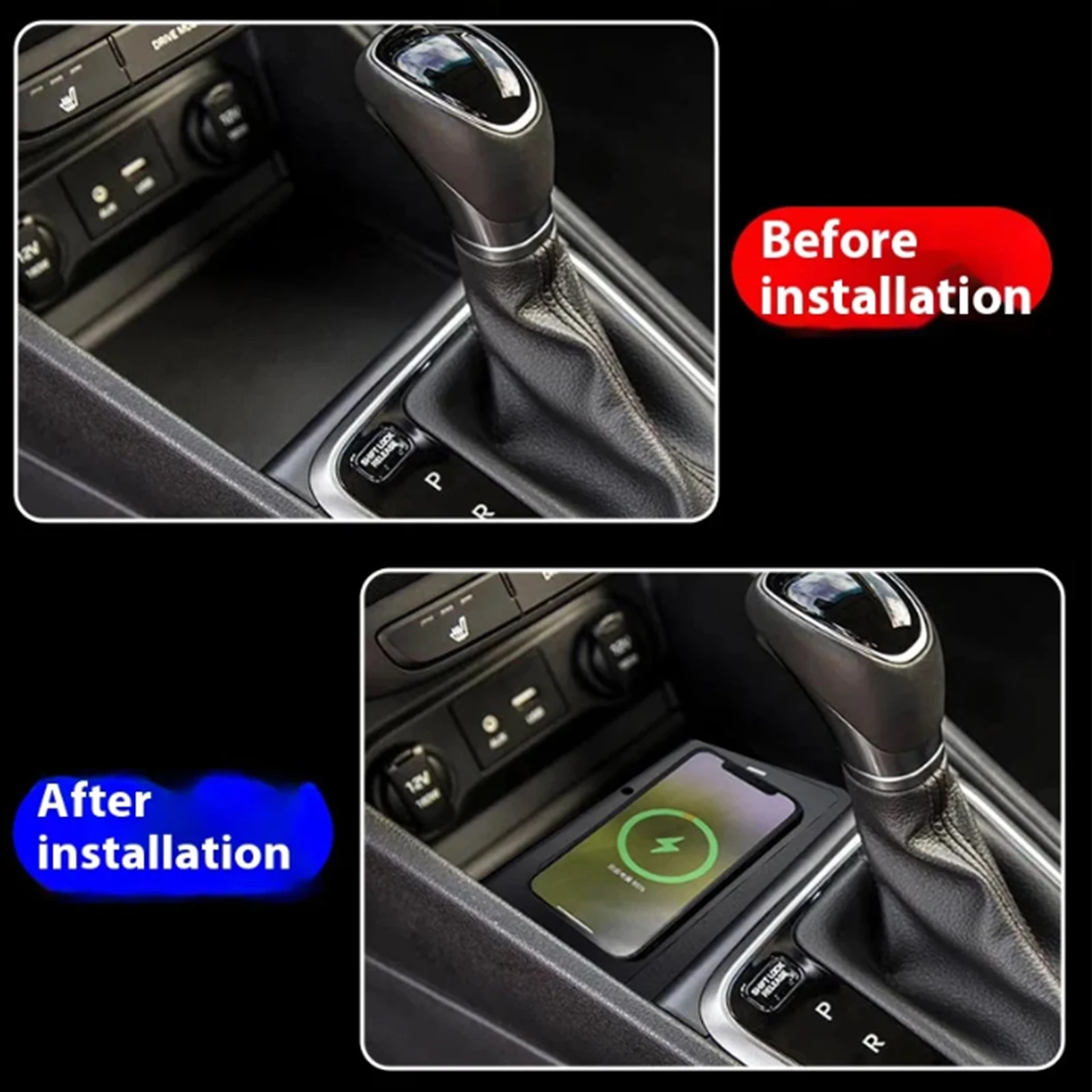 2Din for hyundai Accent 2017-2022 Car Wireless Mobile Phone Charger Center Console Storage 18W iphone fast charge plate holder