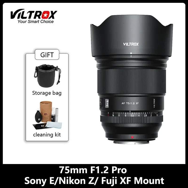 VILTROX 75mm F1.2 Pro E/Z/XF Auto Focus Large Aperture APS-C Prime Lens For Sony E-mount Nikon Z-mount Fujifilm XF-mount Cameras