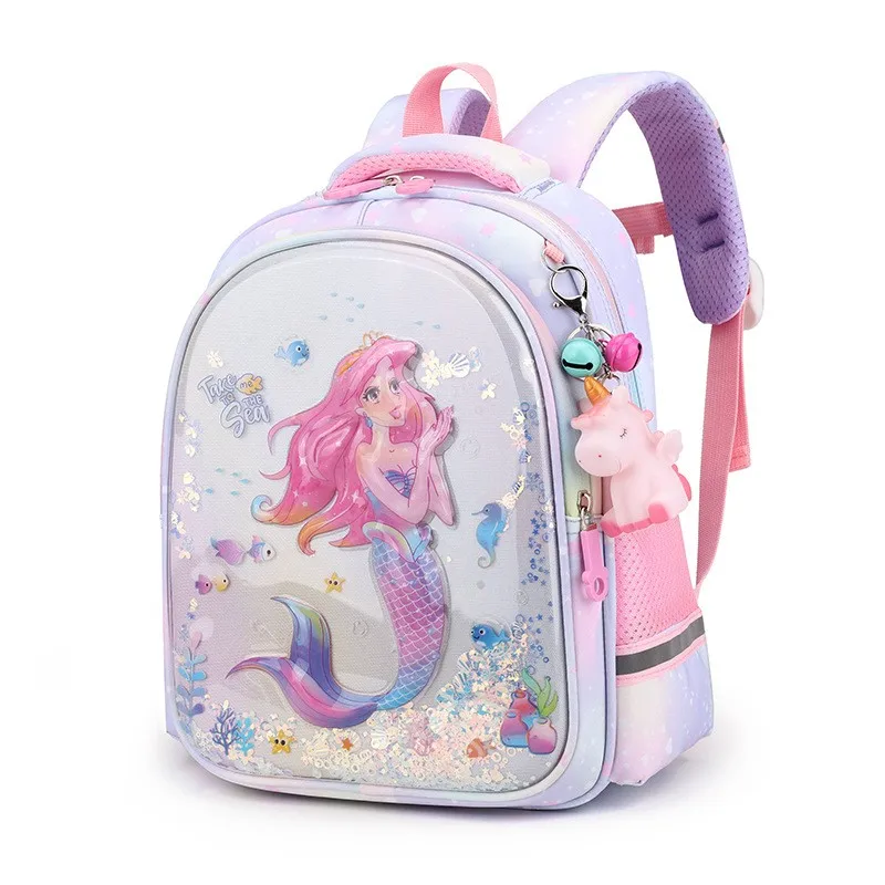 Cartoon 3D Unicorn Mermaid Backpacks Children Students  New Grade 1-6 Primary Girls  Anime Large Schoolbags