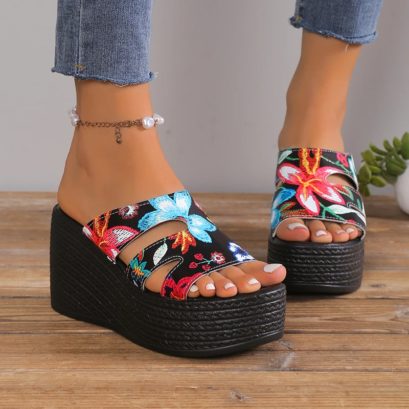 Sandalias De Mujer, novedad De verano, zapatos para Mujer, Sandalias De cuña De estilo bohemio a la moda, zapatillas De playa De ocio para Mujer, Sandalias De Mujer