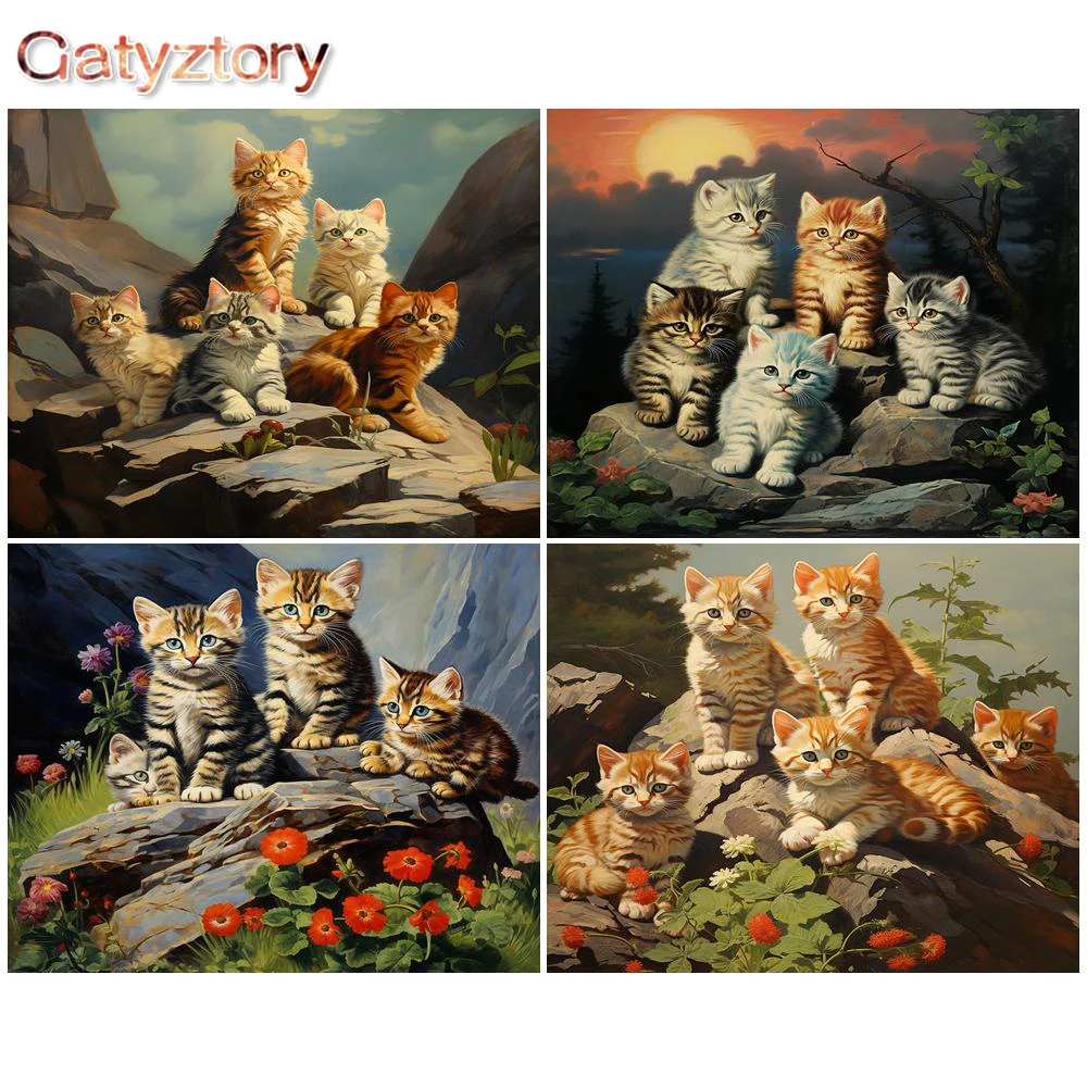 

GATYZTORY 60x75cm DIY Painting By Numbers Kit Animal Cat For Adults HandPainted Landscape Modern Wall Paint Home Decor Gift