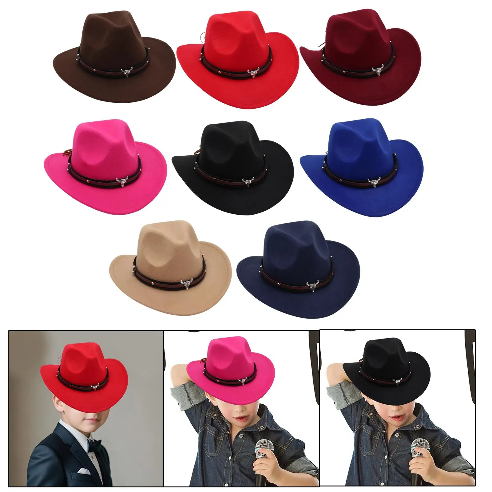 Wide Brim Hat Casual Boys Girls Hiking Travel Bridal Engagement Party Camping Fancy Dress Western Cowboy Hat Cowgirl Hat Sun Hat