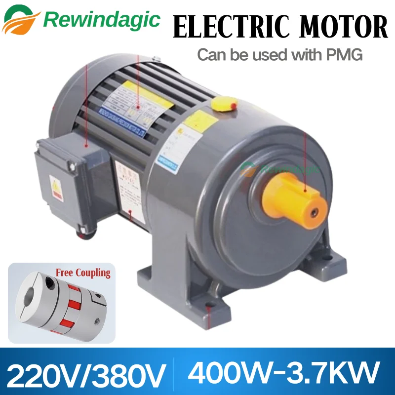 3 Phase Asynchronous Electric Motor With Reducer 750W 220V 380V Voltage Motor With 100RPM 200RPM Gearbox Low Speed Motors DIY