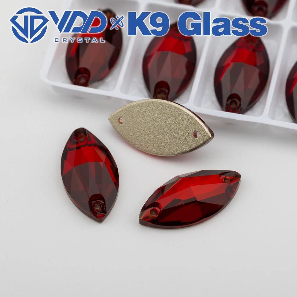 

VDD S110 Гранат Navette AAAAA Высокое качество K9 Стекло Пришивные стразы Кристалл с плоской задней частью Швейная страза для украшения одежды