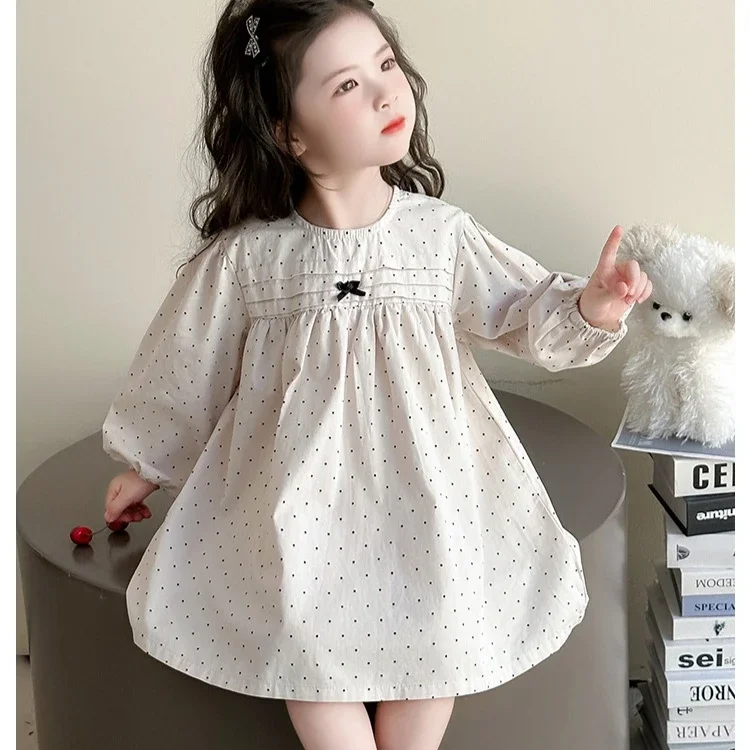 Girls Skirt 2026 Spring And Autumn New Childrens Clothing Girls Baby Fashion Polder Dot Princess Dress Casual Simple Daily