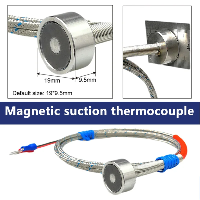 المزدوجة الحرارية المغناطيسية نوع K /pt100 -200+450 ° C مستشعر درجة حرارة السطح المحمول DIA 20 مم موصل مصغر محمي