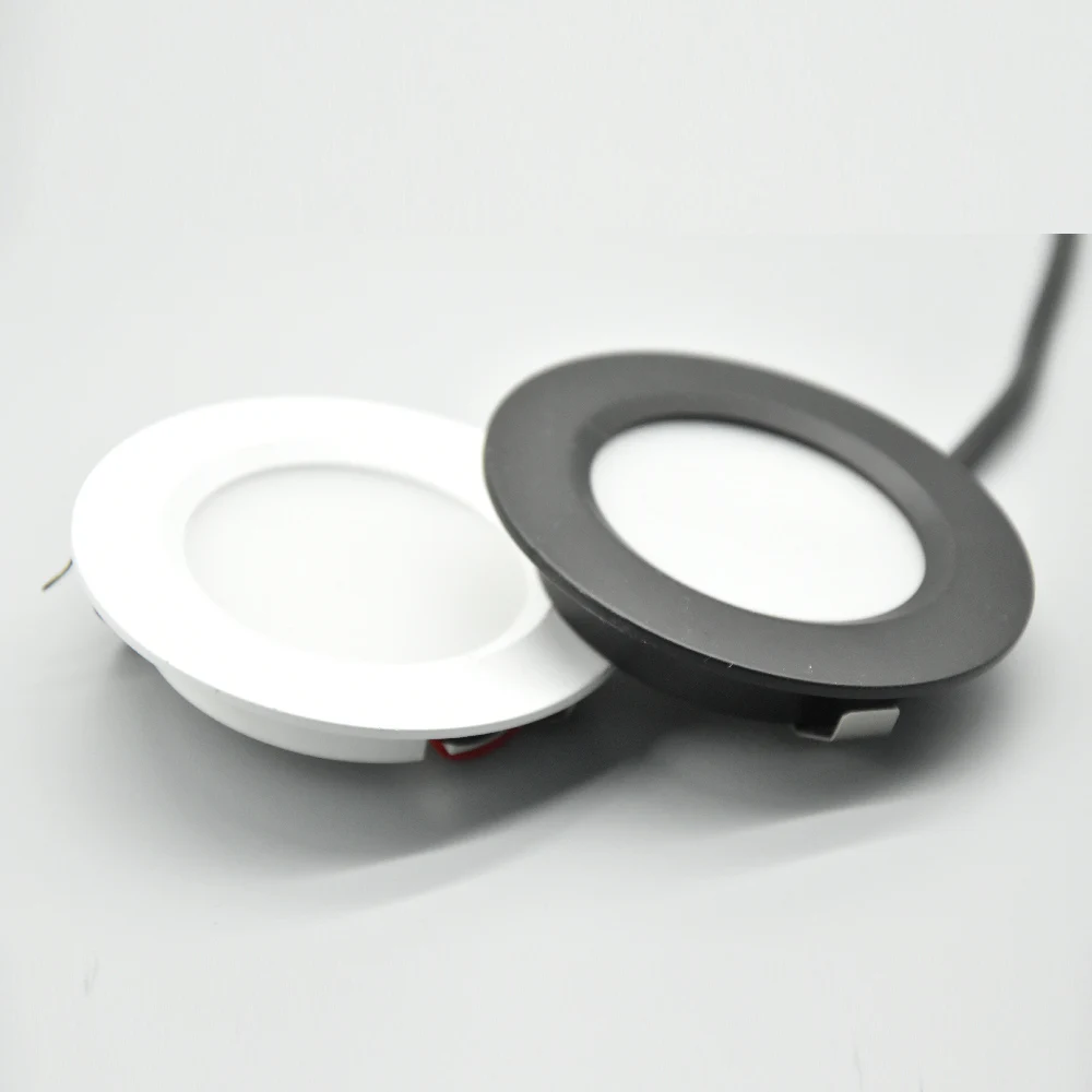 رقيقة جدا LED النازل 3 واط 5 واط 12 فولت 24 فولت تيار مستمر ضوء تحت الكابين 14 مللي متر سليم السقف مصباح التوقف D55mm راحة المطبخ الطعام الإضاءة