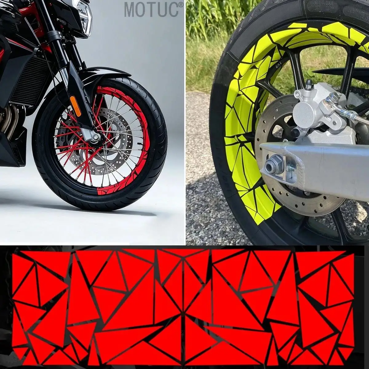 Geometric Ice Crack Motorcycle Wheel Rim Stickers Matte Waterproof Vinyl Decals Anti Scratch Non Slip Bike Rim Fairing Decor