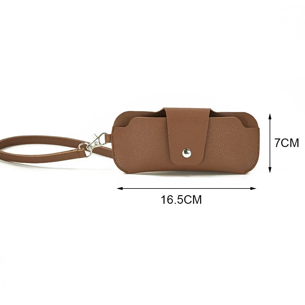 Fashionable PVC Double-sided Leather Glasses Protective Cover Portable Leather Glasses Clip Hanging Neck Glasses Bag Anti-lost G