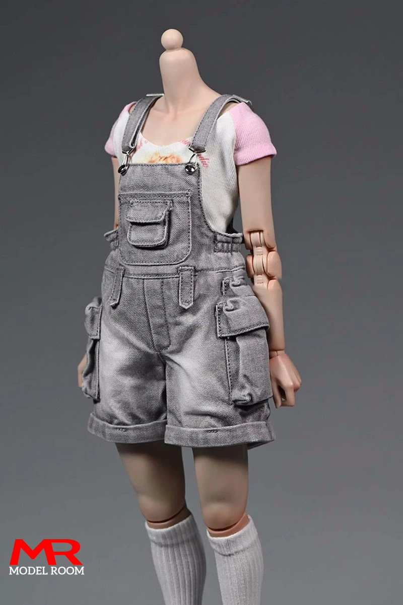 1/6 Scale Female Cowboy Workwear Overalls Shorts Clothes Model Fit 12\'\' Worldbox AT201 Soldier Action Figure Body Dolls