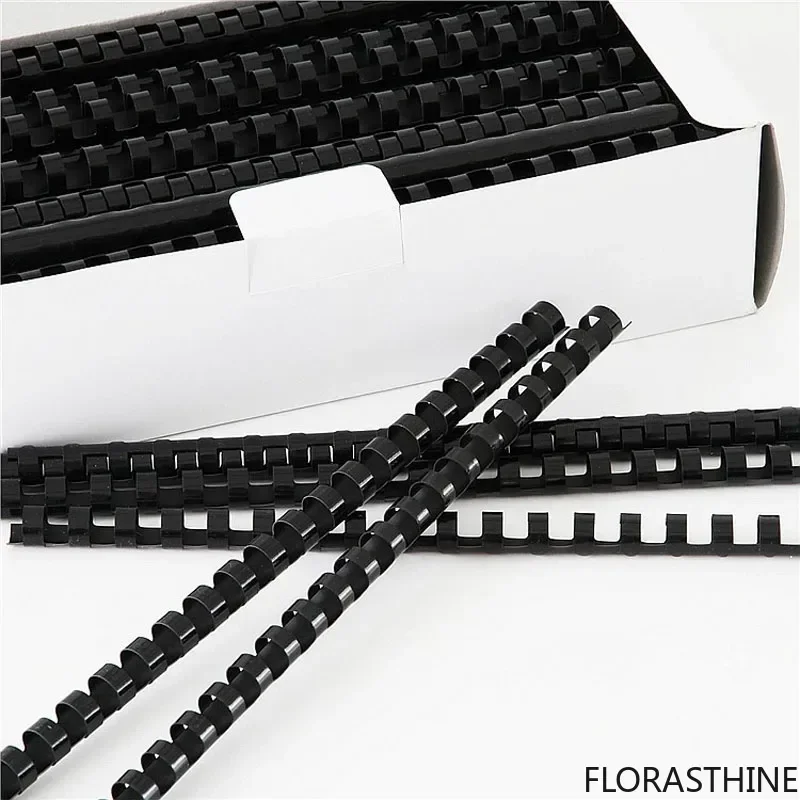 100PCS /BOX PVC Binding Aprons 21 Rings 6-16mm Binding 20-120 Sheets a4 Comb File Machine Plastic Rings Black Color