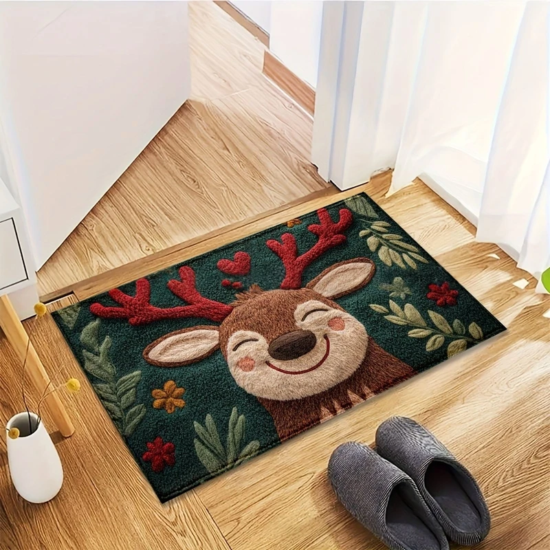 Christmas Velvet Bathroom MATS Water-Absorbing Bathroom MATS Durable And Stain-Resistant Bathroom Carpets Entrance Door MATS