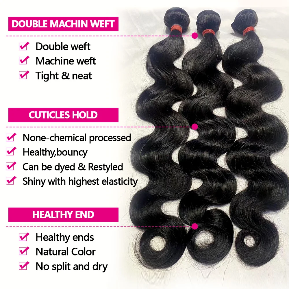 24 24 24 inch Body Wave Bundles Human Hair 100% Raw Hair Bundles 12A Human Hair Bundles 3-5 Days Delivery Bundles Human Hair