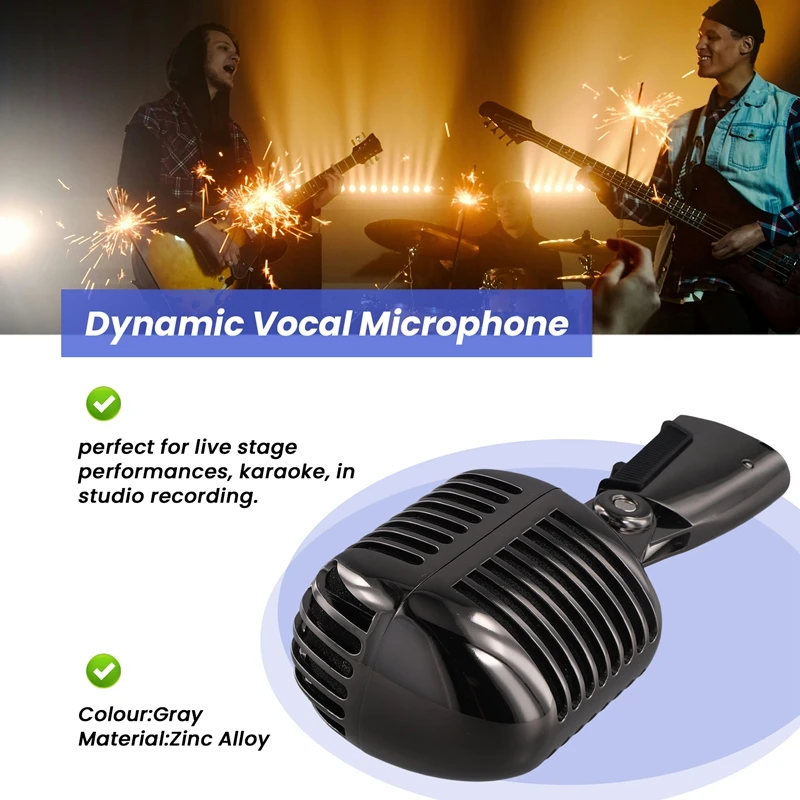 B39B-Professional Classic Retro Dynamic Vocal Microphone Swing Mic For Live Performance Karaoke