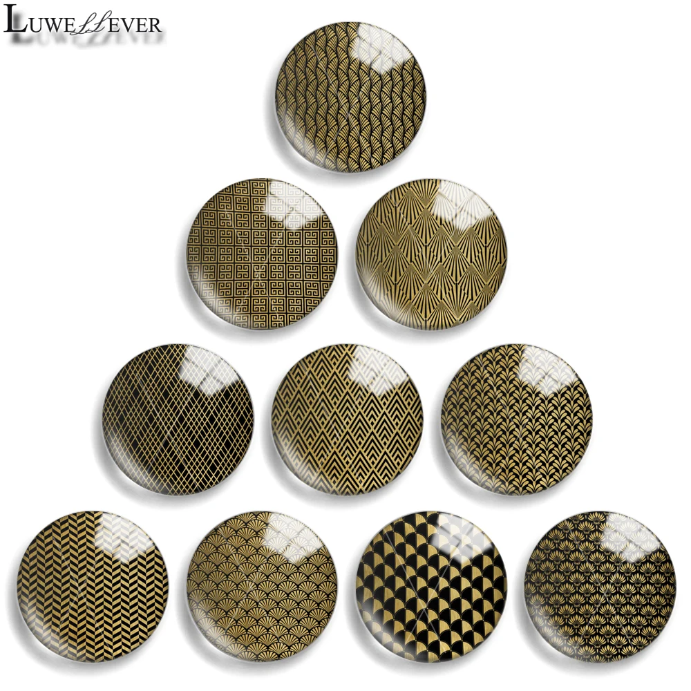 

10mm 12mm 20mm 25mm 30mm 40mm 802 Geometric Lines Mix Round Glass Cabochon Jewelry Finding 18mm Snap Button Charm Bracelet