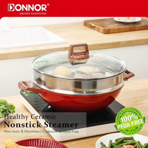뚜껑이 달린 찜솥 s 음식 찜기, 유리 뚜껑이 달린 스팀 냄비, 다목적 찜솥, 모든 쿡탑과 호환 가능, YY146, 32cm  Best5