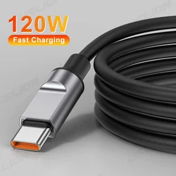 120W USB Type C Fast Charging Cable Liquid Silicone Data Cord for Huawei P30 P20 Xiaomi 14 POCO X6 Oneplus 12 Redmi 13 VIVO