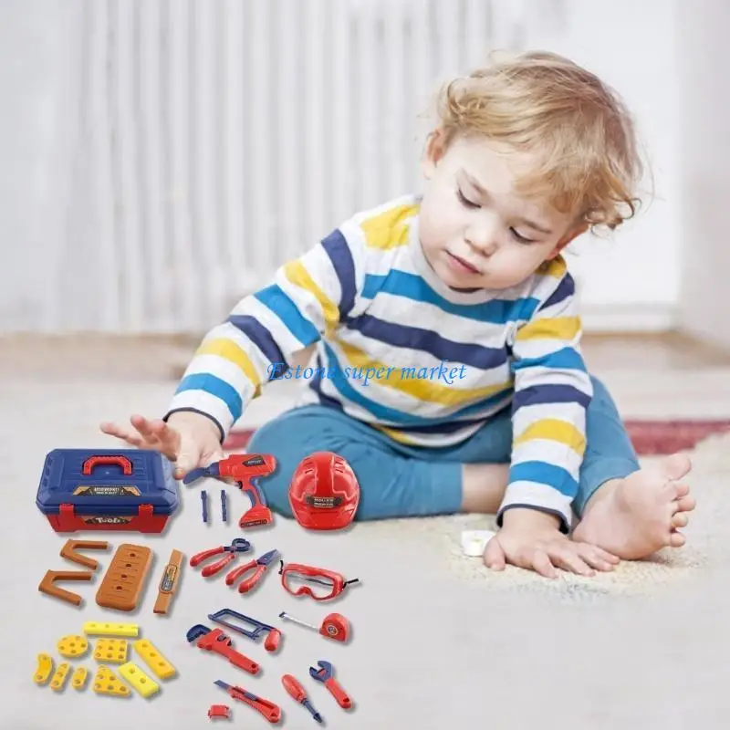 090B Plastic Realistic Toolbox Repair Toy Screw Assembly Disassembly Preschool Educational Puzzle Screw Toy for Toddlers