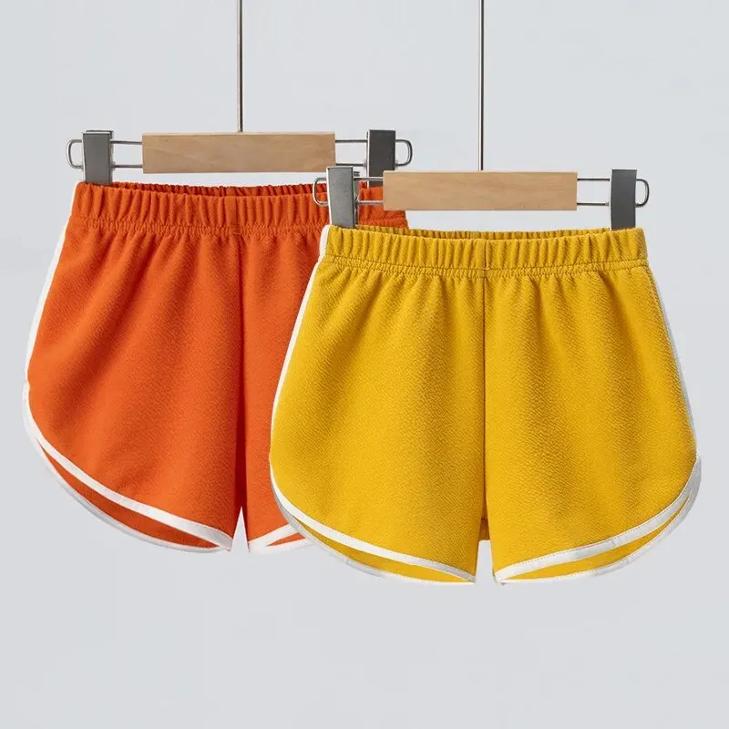 1/4 Piece Children's Solid Color Joker Small Hot Pants Boys And Girls Sports Casual Shorts Comfortable Elastic Waist Beach Pants