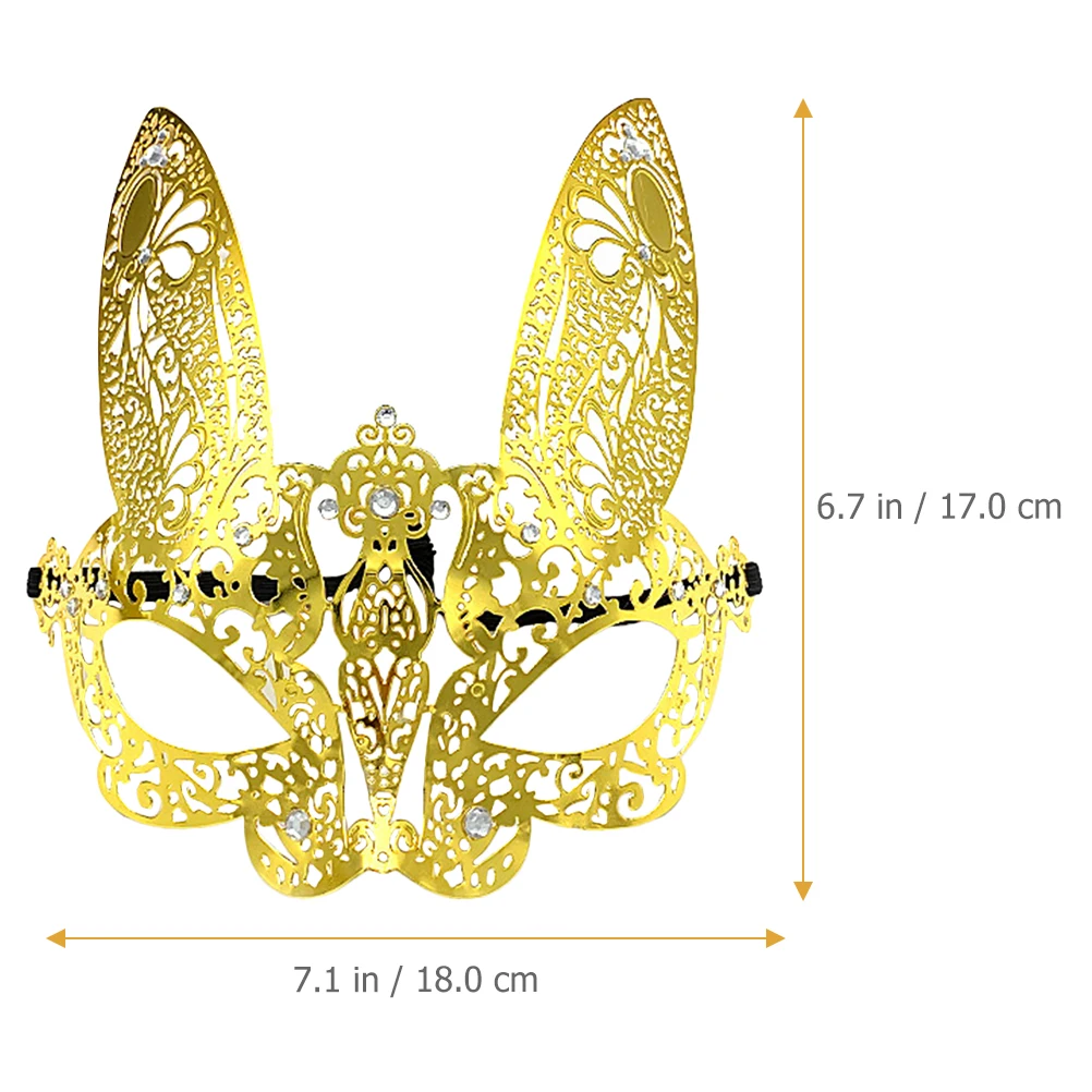 

Bunny Mask Masquerade Facial Party Supplies Halloween Alloy Silver Half Face for Kids Miss The Animal