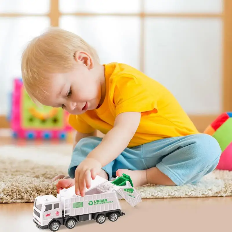 Simulation Garbage Truck Toy Garbage Sorting Bucket Sanitation Vehicle Educational Clean Trash Car Friction Model Cars For Kids