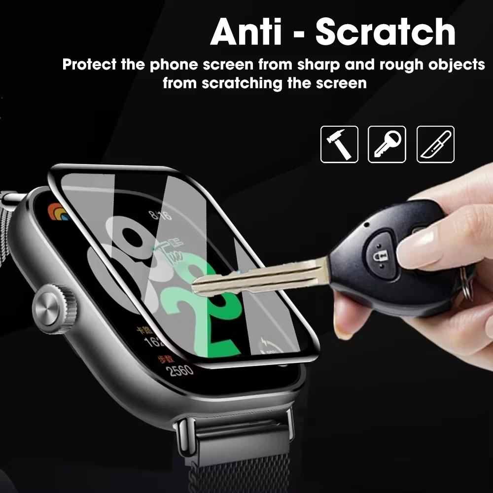 Xiaomi Redmi Watch 4のフルスクリーンプロテクター,湾曲した3D,黒のソフトエッジ,透明なhd,傷防止フィルム,スマートウォッチアクセサリー