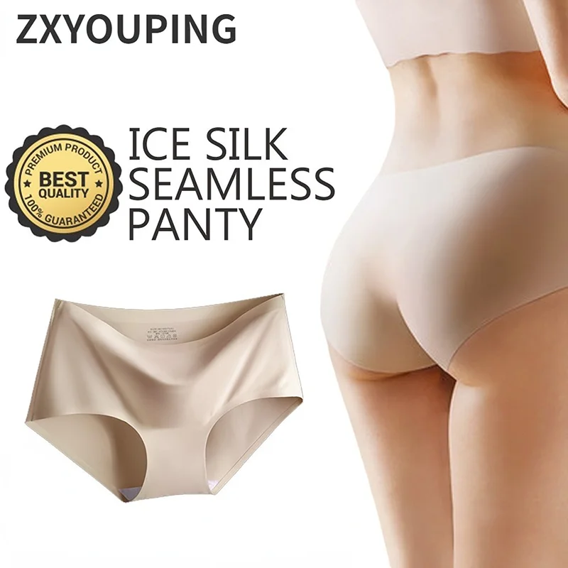 

7PCS Seamless Panty For Women Plain Ice Silk Underwear Set Mid Waist Women's Briefs Soft Close Fitting